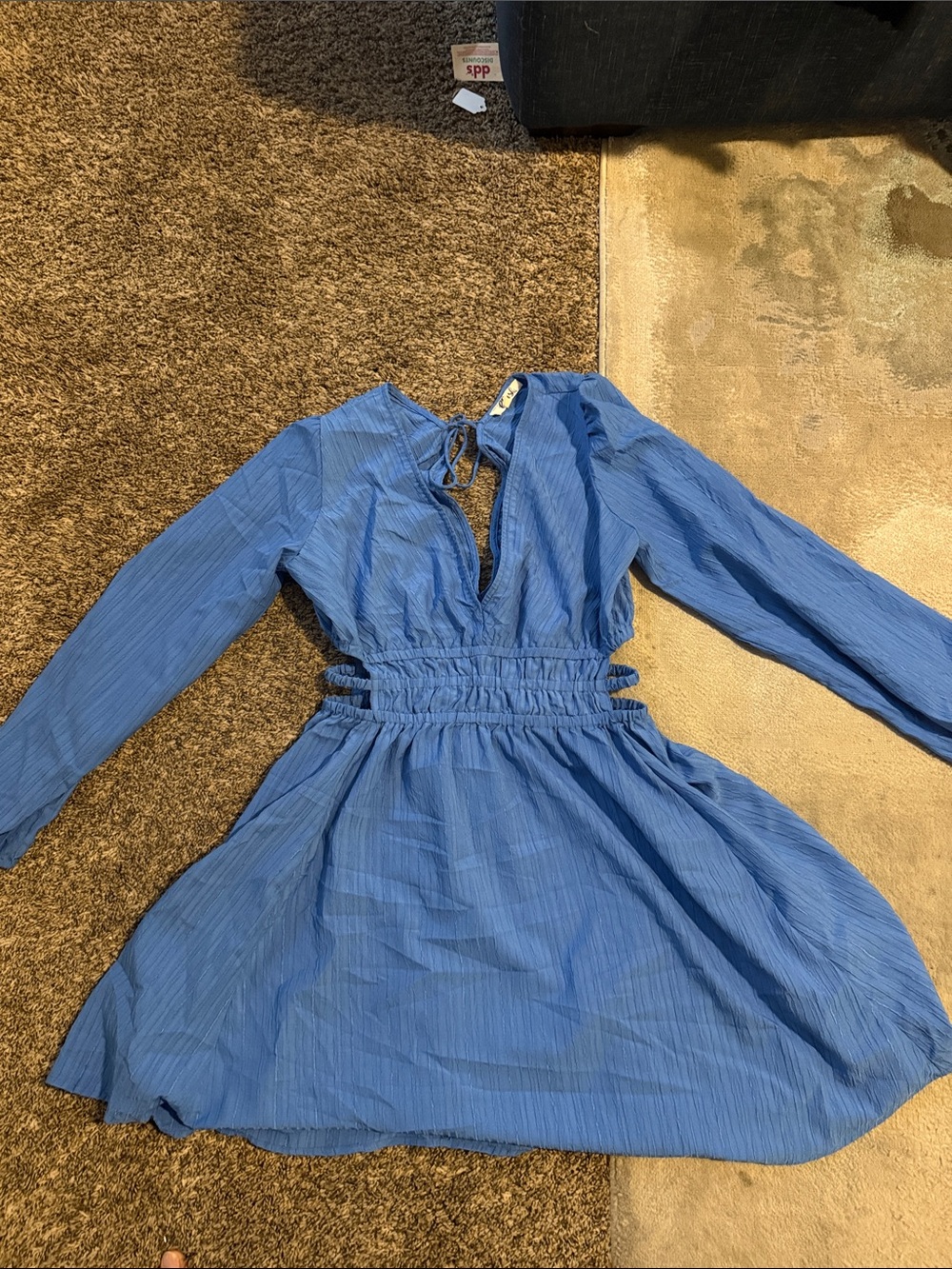 Blush Blue Textured Neckline Top